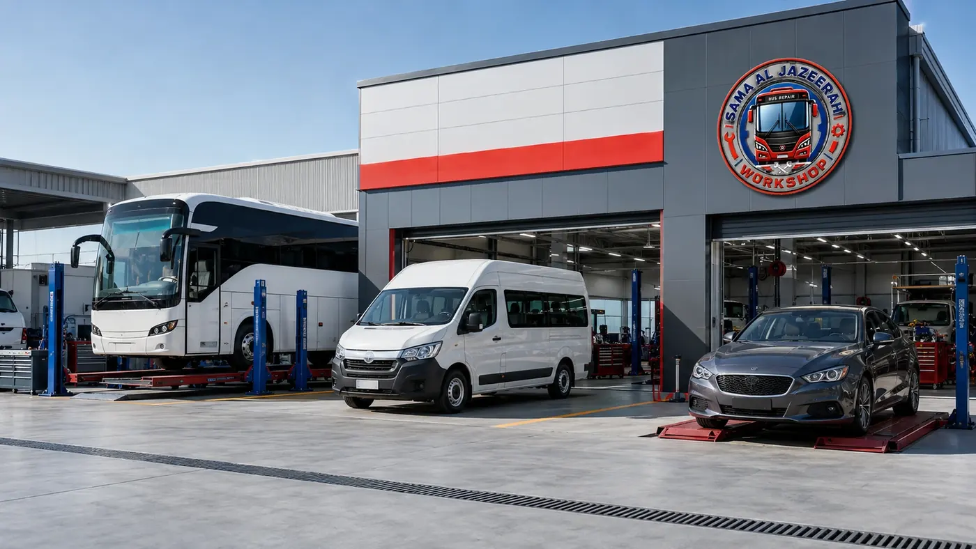 Bus repair, van repair and fleet workshop support at Sama Al Jazeerah Workshop in Sharjah