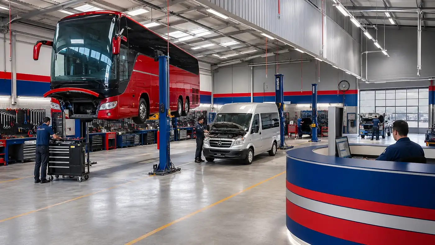 Commercial vehicle repair service support for buses and vans